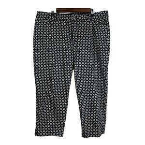 Khakis & Co. Floral Pattern Capri Pants Women's 16 Black White